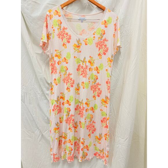 Cuddledown Jesi Ribbed Night Gown Made in Peru Large Floral Cottagecore - Picture 2 of 5